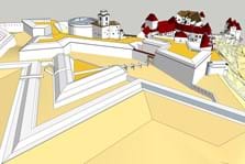 Rekonstruktionsmodell Rekonstruktionsmodell zum bastionären Ausbau der Veste, Rekonstruktionsvorschlag und Modell Clemens Knobling, Oberhausmuseum, Passau, 2019