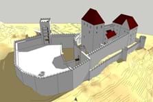 Möglicher Bauzustand um 1300 Möglicher Bauzustand der Burg Oberhaus 1300, Rekonstruktionsvorschlag und Modell Clemens Knobling, Oberhausmuseum, Passau, 2019